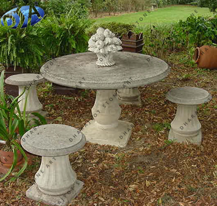 Carving Natural Stone Garden Table Top Design
