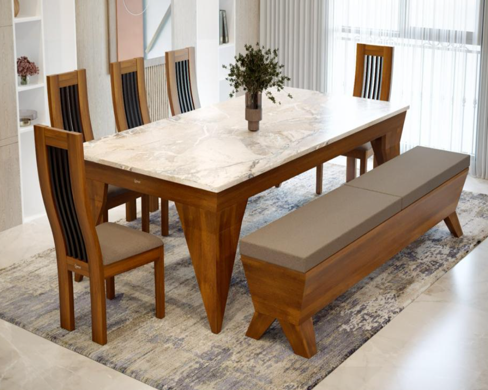 Wooden Dining Table Designs With Marble Top
