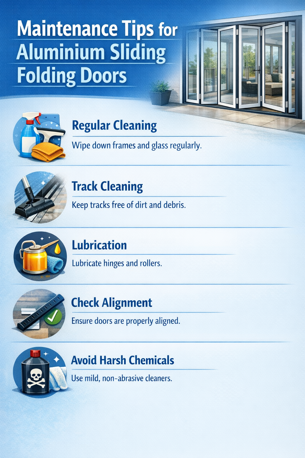 Maintenance Tips for Aluminium Sliding Folding Doors